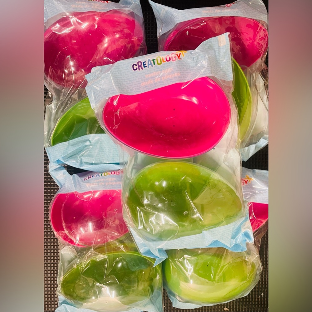 Jumbo Plastic Easter Egg Set - Pink and Green Large Fillable Easter Eggs,10 eggs